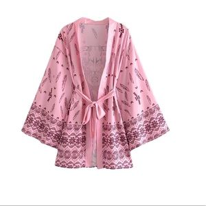 Wicked AF pink kimono bulls head